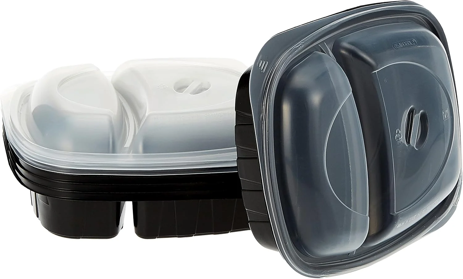 ظروف چند منظوره مشکی دو قسمتی 36 اونسی با درب، قابل استفاده در مایکروویو/فریزر/فر/ماشین ظرفشویی، یک قسمتی، ظروف غذا، جعبه ناهار، قابل استفاده مجدد، یکبار مصرف (بسته 5 عددی)