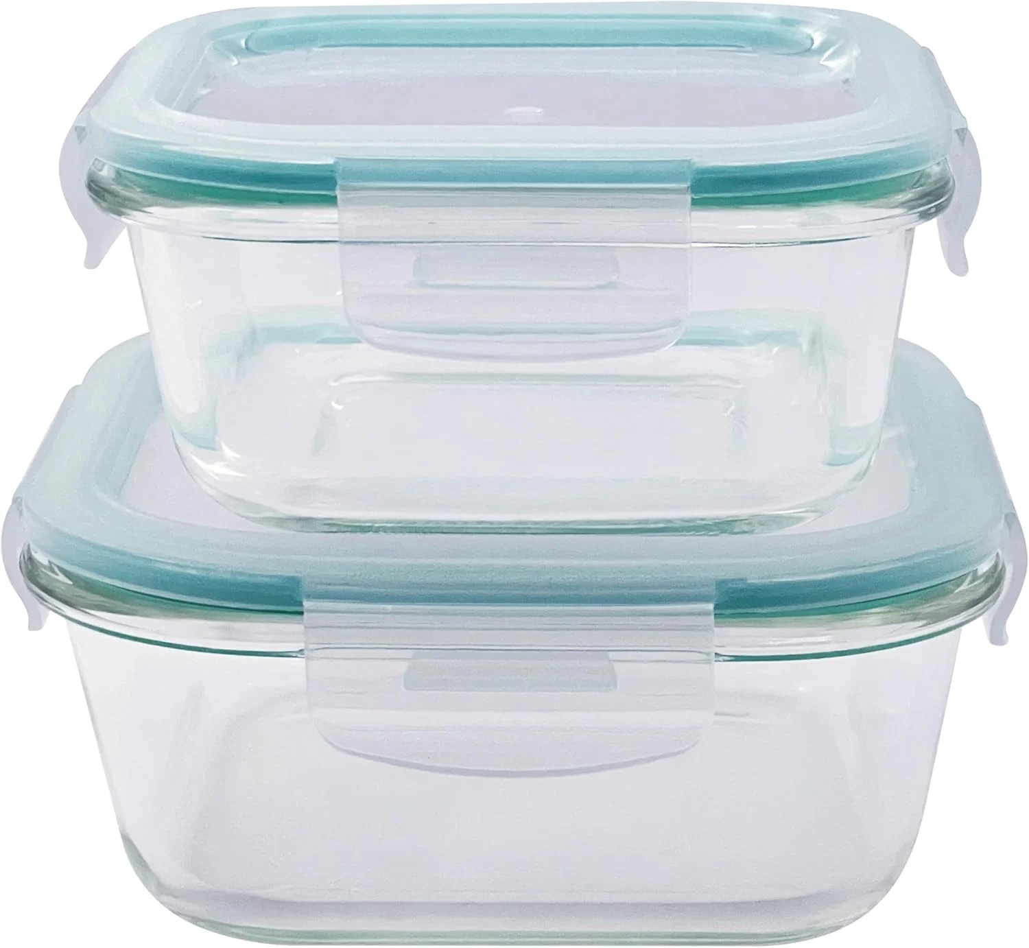 ظروف نگهداری غذای شیشه ای بوروسیلیکات مربعی 2 تکه با درب - ضد هوا، ضد نشت، قابل چیدن - ایده آل برای آماده سازی غذا، برنامه ریزی وعده های غذایی، باقیمانده غذا، سازماندهی آشپزخانه – جعبه ناهار | 500 میلی لیتر و 800 میلی لیتر