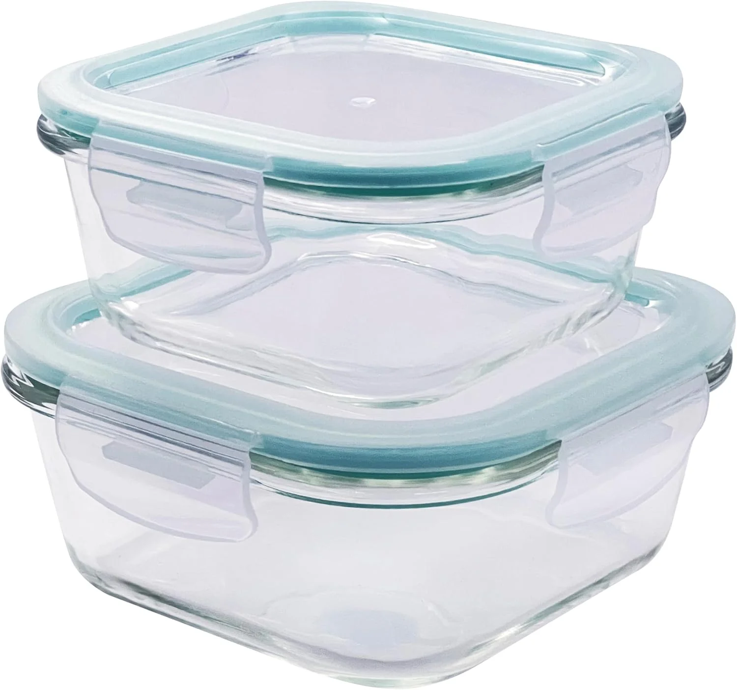 ظروف نگهداری غذای شیشه ای بوروسیلیکات مربعی 2 تکه با درب - ضد هوا، ضد نشت، قابل چیدن - ایده آل برای آماده سازی غذا، برنامه ریزی وعده های غذایی، باقیمانده غذا، سازماندهی آشپزخانه – جعبه ناهار | 500 میلی لیتر و 800 میلی لیتر