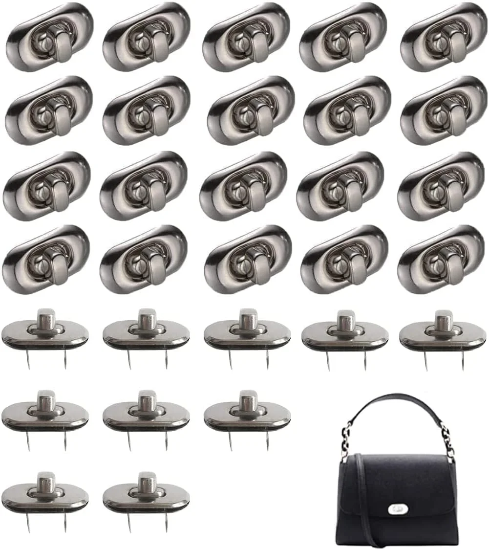 HUFFA 30 Pack Purse Closure Turn Lock DIY Catch Buckle Clasp Twist Turn Lock Purse Lock Metal Twist Turn Lock Closure For DIY Handbag Shoulder