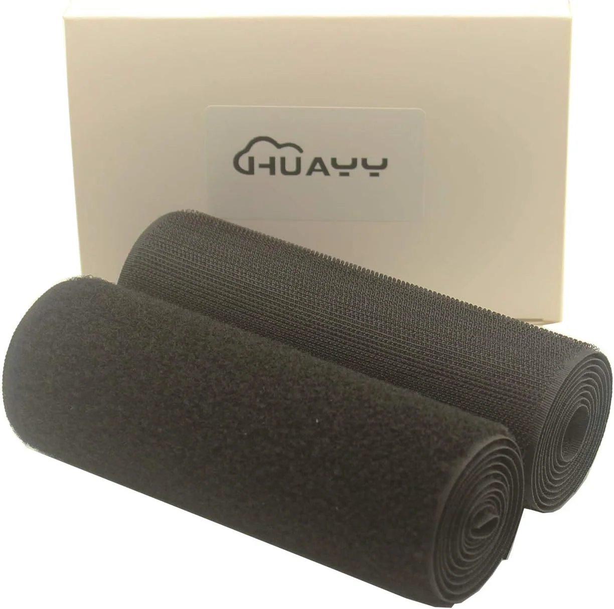 نوار پارچه ای قلاب و حلقه خیاطی Huayueyun HUAYY، نوار نایلونی غیر چسبنده، مشکی (15 سانتی متر در 90 سانتی متر)