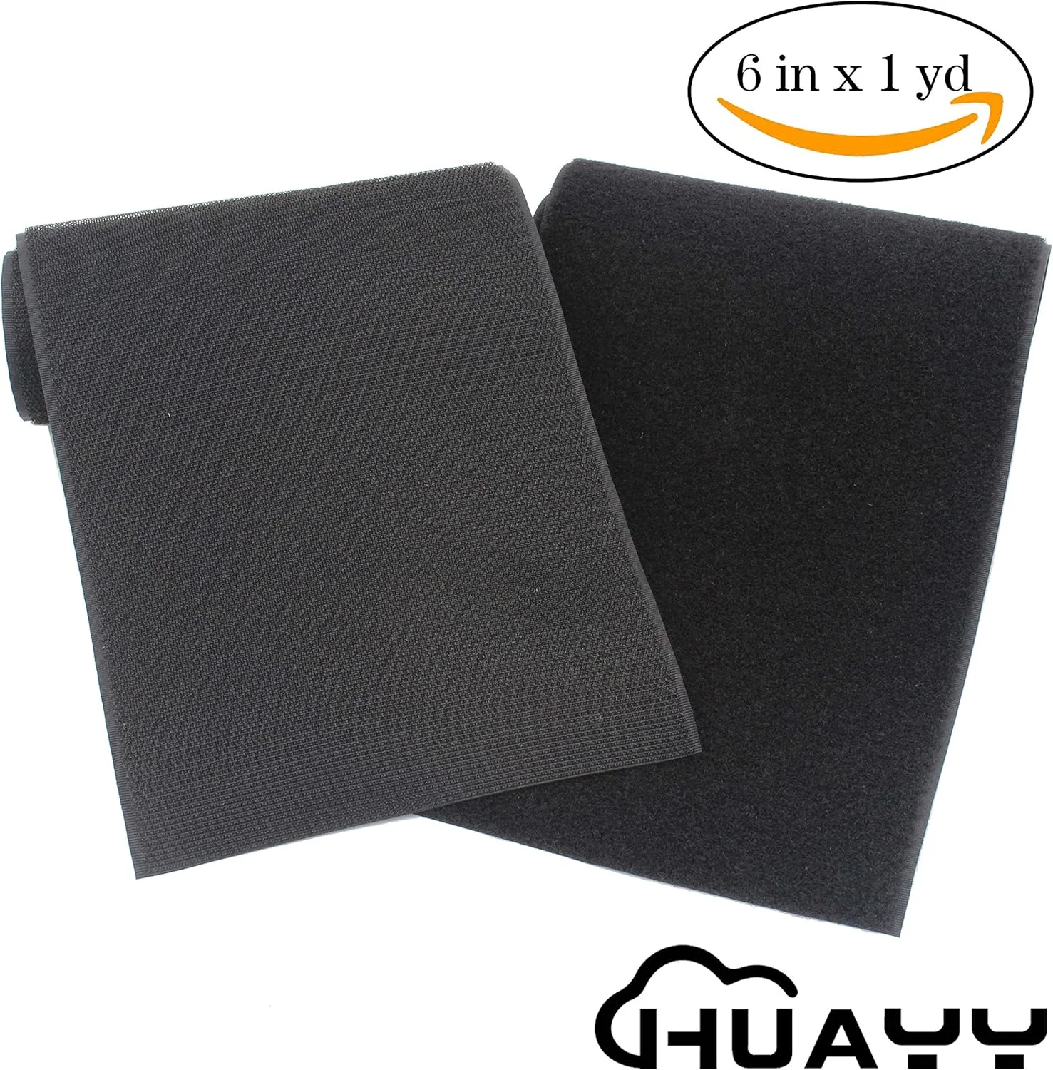 نوار پارچه ای قلاب و حلقه خیاطی Huayueyun HUAYY، نوار نایلونی غیر چسبنده، مشکی (15 سانتی متر در 90 سانتی متر)