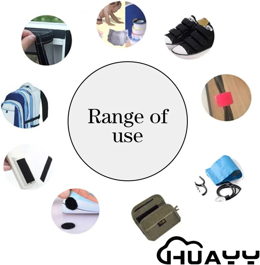 نوار پارچه ای قلاب و حلقه خیاطی Huayueyun HUAYY، نوار نایلونی غیر چسبنده، مشکی (15 سانتی متر در 90 سانتی متر)