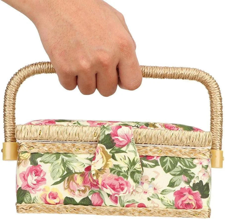 جعبه خیاطی خانگی، جعبه نگهداری پارچه ای لوازم خیاطی برای نخ و سوزن (گل رز باغی) جعبه خیاطی خانگی، جعبه نگهداری پارچه ای لوازم خیاطی برای نخ و سوزن (گل رز باغی)
