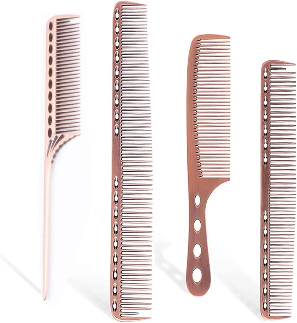 شانه مو آلومینیومی TERRIFI، ست شانه فلزی، شانه های دم باریک حرفه ای، ابزار حالت دهی موی سالن، لوازم جانبی آرایشگر مو، استفاده روزانه، بادوام و ضد الکتریسیته ساکن برای مردان و زنان