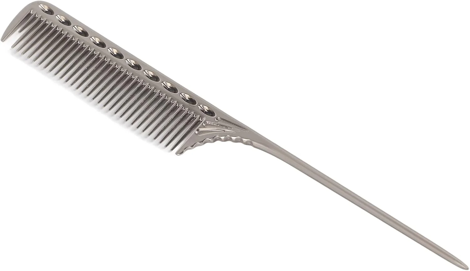 شانه دم باریک، شانه حرفه ای مو برای تقسیم بندی، پوش دادن و حالت دهی پیچیده (نقره ای)