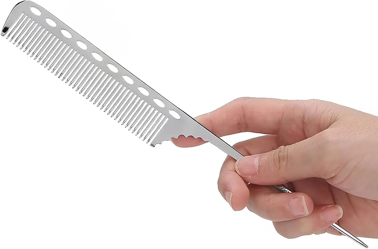 شانه دم باریک، شانه حرفه ای مو برای تقسیم بندی، پوش دادن و حالت دهی پیچیده (نقره ای)