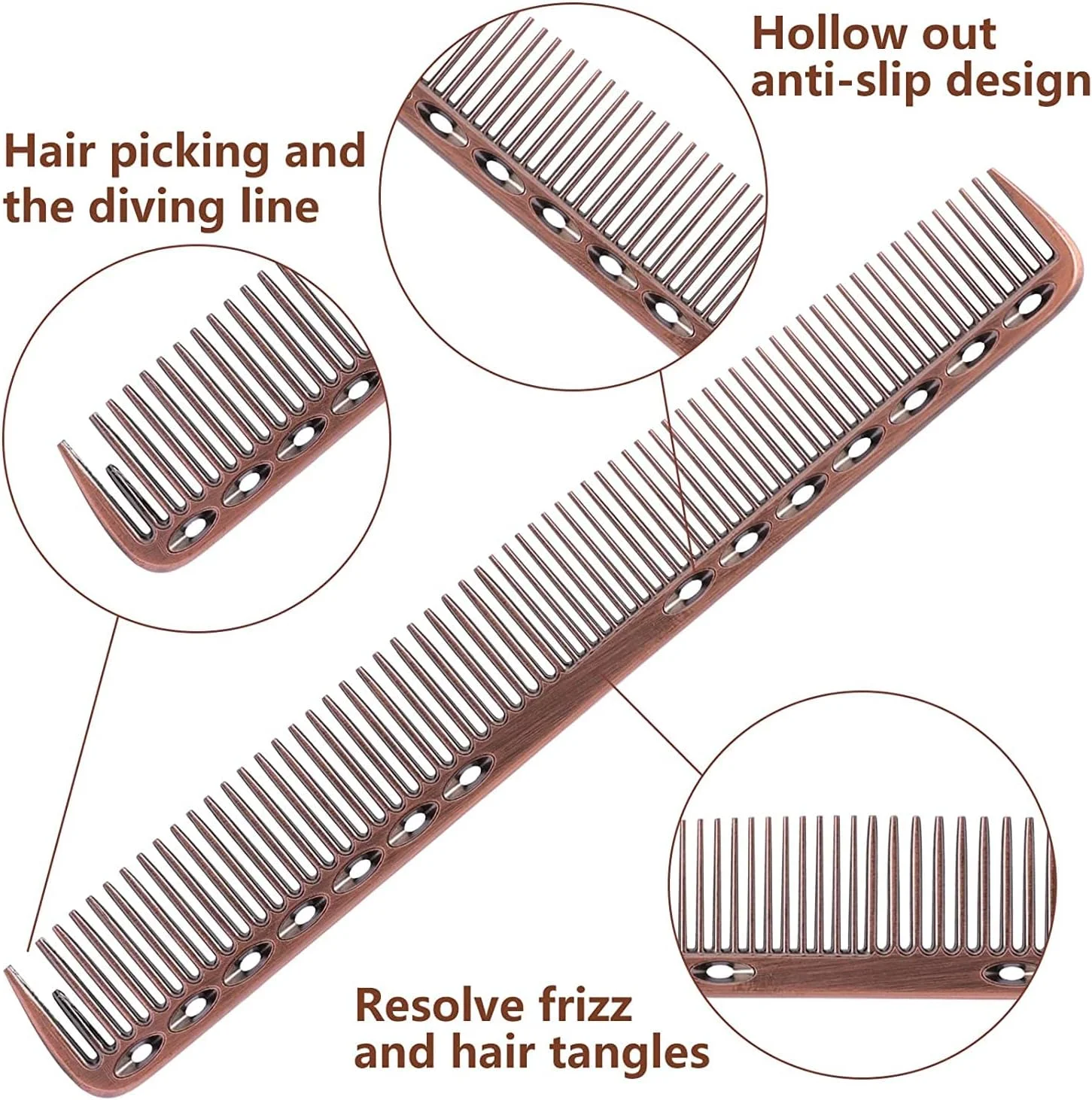 شانه مو آلومینیومی TERRIFI، ست شانه فلزی، شانه های دم باریک حرفه ای، ابزار حالت دهی موی سالن، لوازم جانبی آرایشگر مو، استفاده روزانه، بادوام و ضد الکتریسیته ساکن برای مردان و زنان