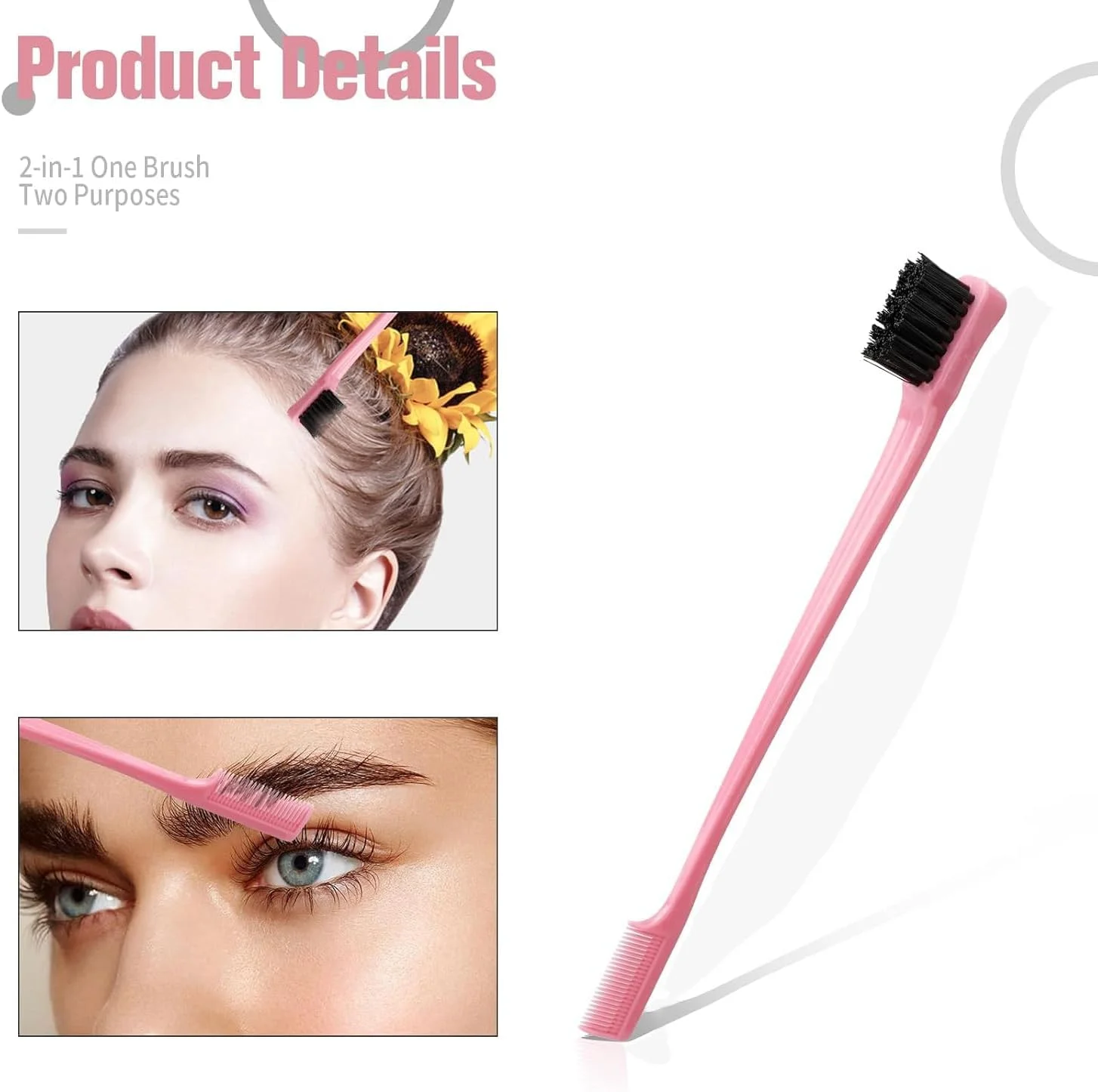 ست برس موی 6 تکه STAYOUNG - ست برس پوش دهنده پلاستیکی با ابزار دم اسبی، شانه موش صحرایی، کنترل موهای زائد، شانه لبه دار و بطری اسپری، برای آرایشگر موی زنانه (صورتی)