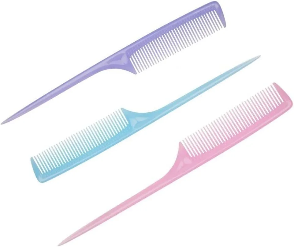 شانه دم موشی Shotmoons مناسب دختران، زنان، رنگ: چند رنگ، اندازه: معمولی | بسته 3 عددی | شانه دم موشی و دندانه پهن برای زنان | شانه‌های مو برای حالت دادن به مو