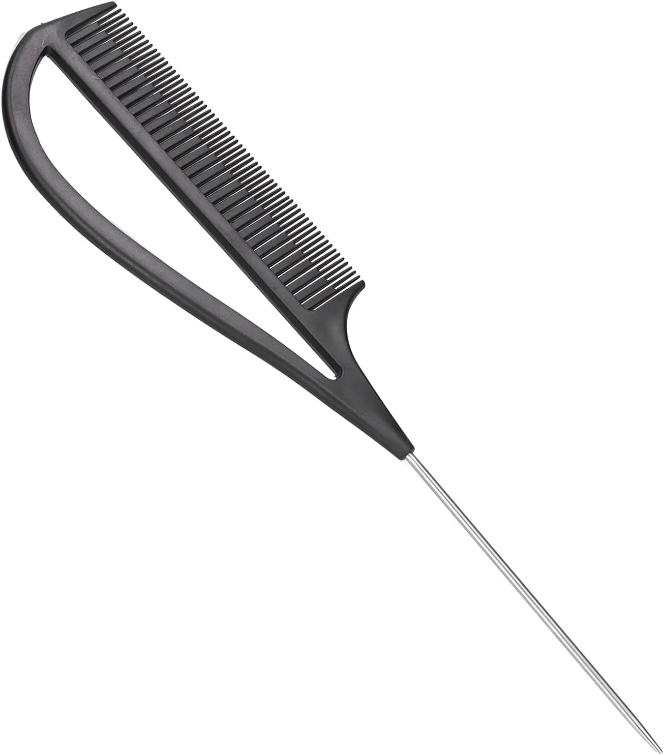 شانه دم موشی Shanrya، 24.2x5.5 سانتی متر، شانه موی کوچک و نفیس ABS ضد استاتیک از جنس استیل ضد زنگ برای آرایشگاه خانگی (مشکی)