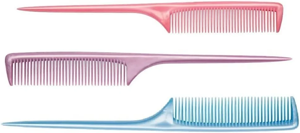 شانه دم موشی Shotmoons مناسب دختران، زنان، رنگ: چند رنگ، اندازه: معمولی | بسته 3 عددی | شانه دم موشی و دندانه پهن برای زنان | شانه‌های مو برای حالت دادن به مو