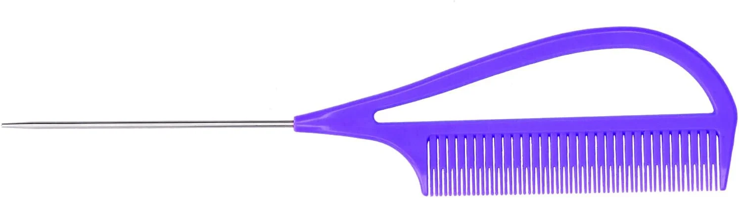 شانه حالت دهنده مو Shanrya، شانه دم موشی 24.2x5.5 سانتی متری برای هایلایت، اصلاح و حالت دادن مو در خانه، آرایشگاه، پیرایشگاه، مناسب برای موهای کوتاه و بلند (بنفش)