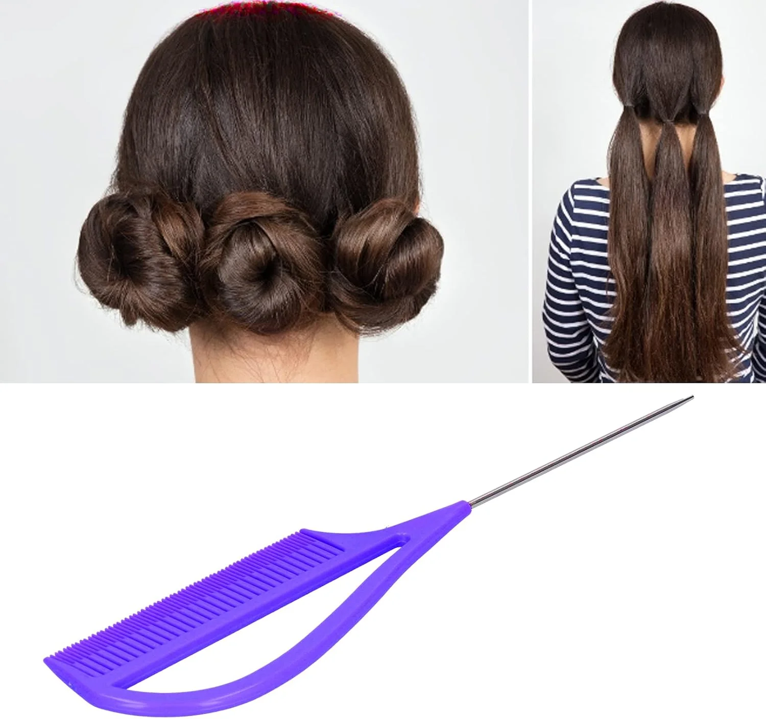 شانه حالت دهنده مو Shanrya، شانه دم موشی 24.2x5.5 سانتی متری برای هایلایت، اصلاح و حالت دادن مو در خانه، آرایشگاه، پیرایشگاه، مناسب برای موهای کوتاه و بلند (بنفش)