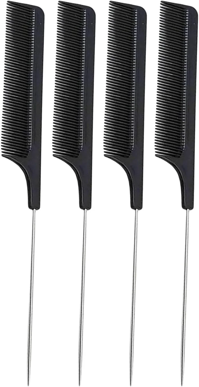 محصولات S & S، ست شانه دم موشی فلزی دندانه ریز حرفه ای 2 عددی، ایده آل برای انواع مو، آرایشگاه ها و سالن های آرایشی