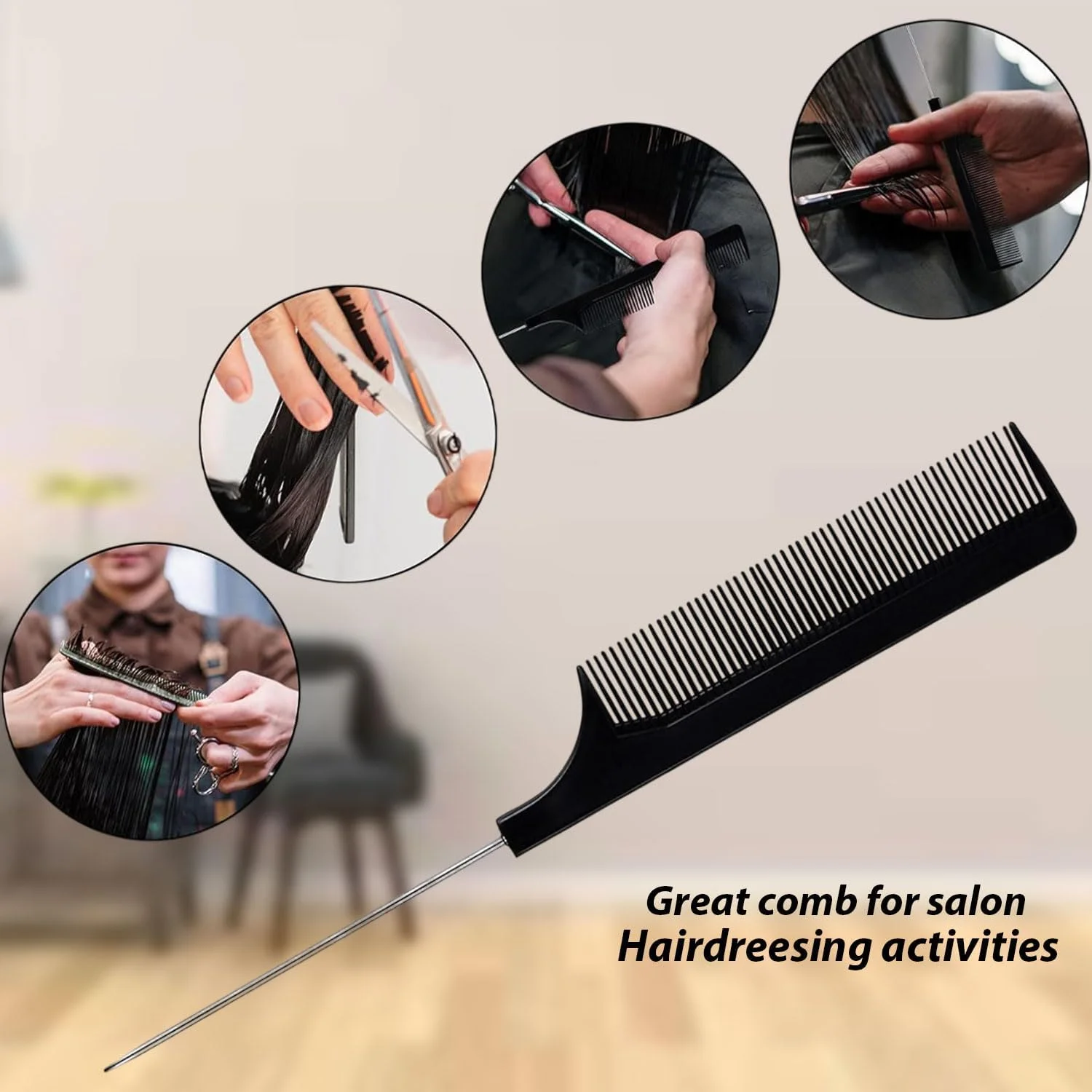 محصولات S & S، ست شانه دم موشی فلزی دندانه ریز حرفه ای 2 عددی، ایده آل برای انواع مو، آرایشگاه ها و سالن های آرایشی