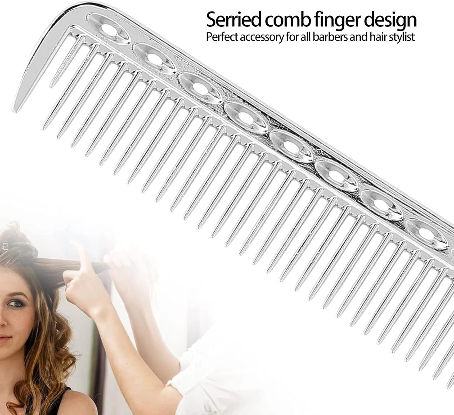 شانه دم موشی، شانه حالت دهنده حرفه ای آرایشگاهی، شانه فلزی آلومینیومی، ابزار حالت دهنده قابل حمل (نقره ای)