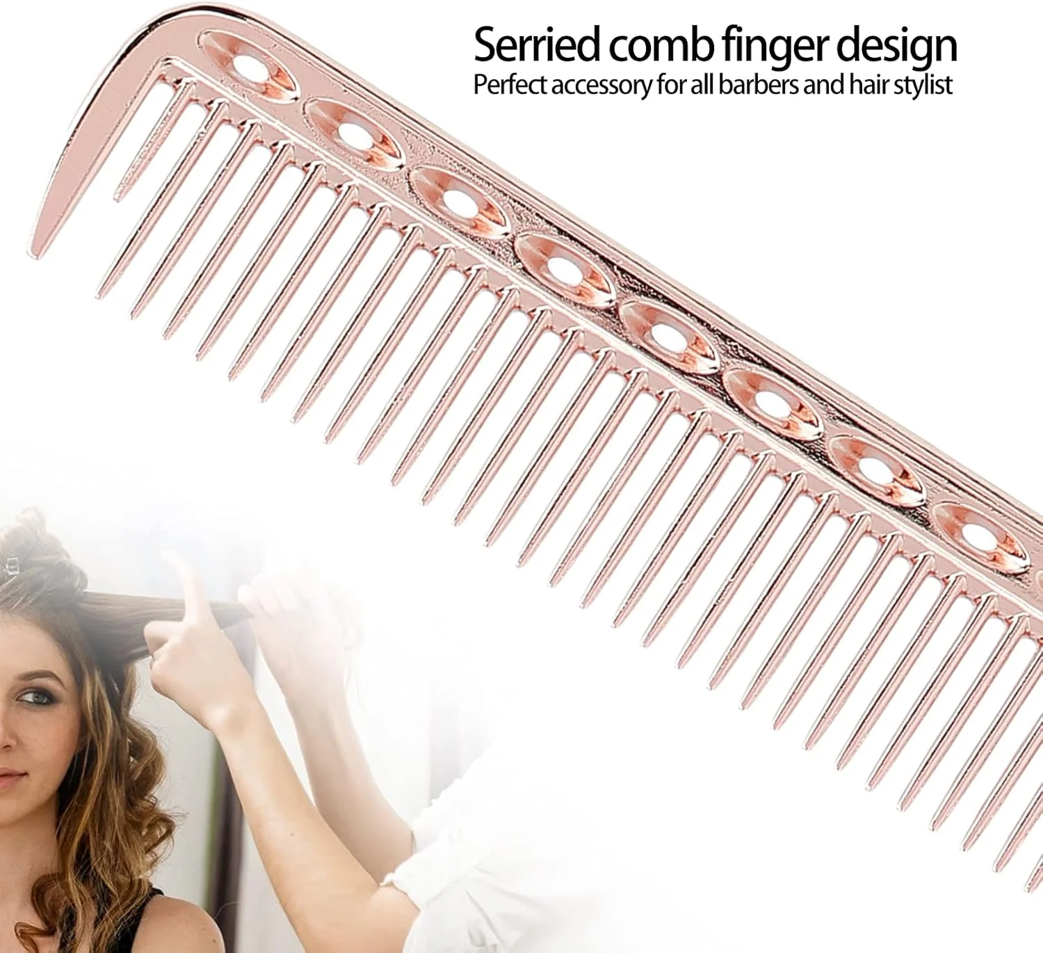 شانه دم موشی، شانه حالت دهنده موی حرفه ای آرایشگاهی، شانه فلزی آلومینیومی، ابزار حالت دهنده قابل حمل (رزگلد)