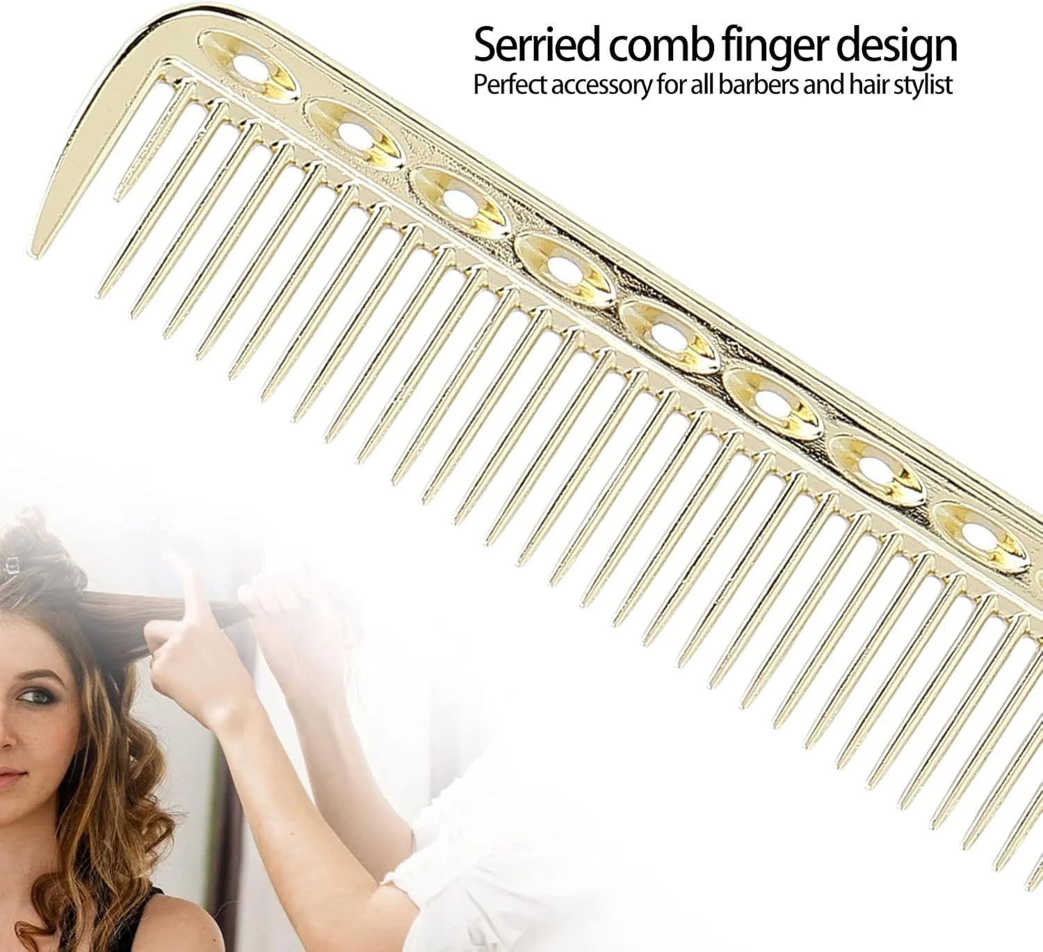 شانه دم موشی، شانه حالت دهنده موی حرفه ای آرایشگاهی، شانه فلزی آلومینیومی، ابزار حالت دهنده قابل حمل (طلایی)