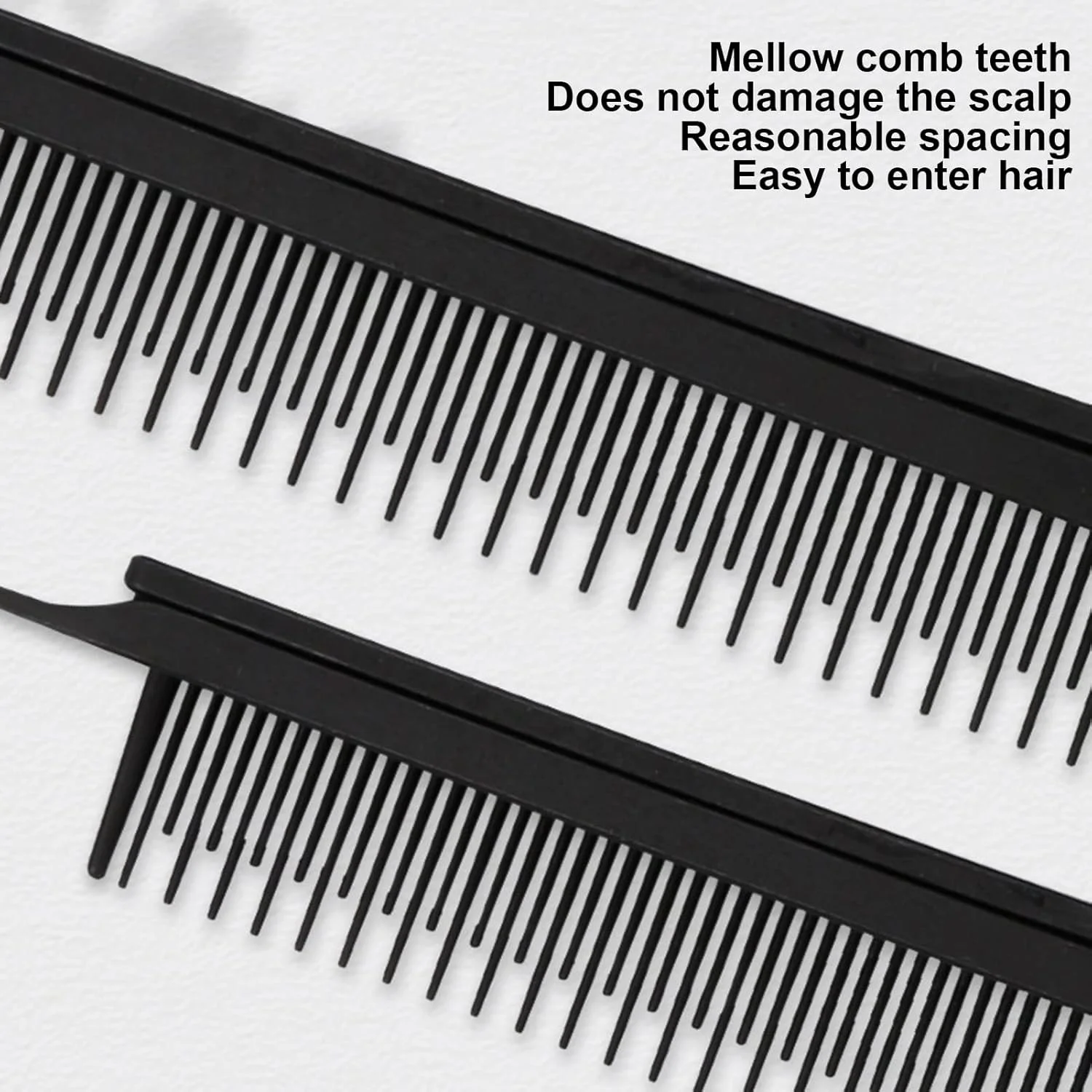 شانه کلیپسی دم موشی، ابزار حرفه ای حالت دهی مو برای هایلایت مو پلاستیکی مشکی سالن آرایش مو، طراحی ارگونومیک، دسته ضد لغزش