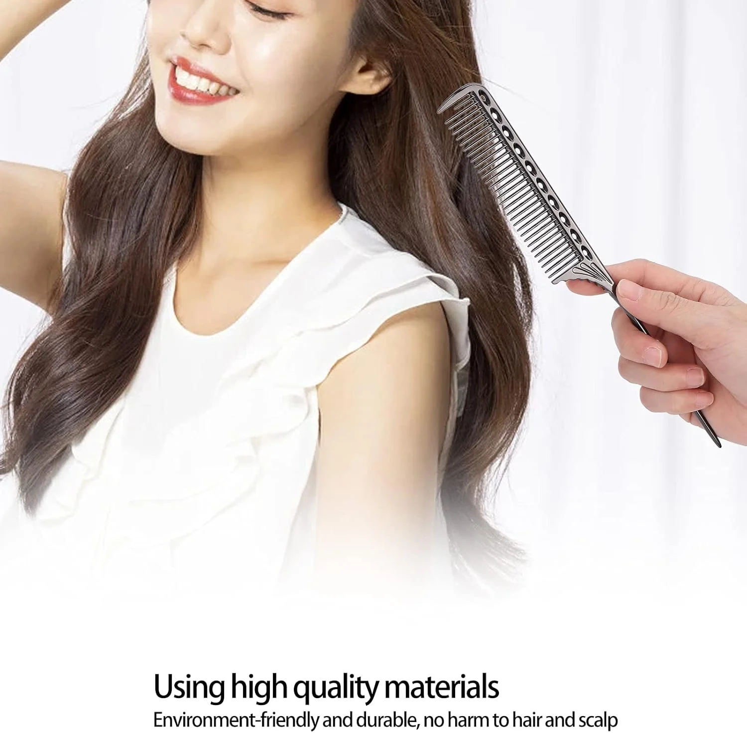 شانه دم موشی، شانه حالت دهنده حرفه ای آرایشگاهی، شانه فلزی آلومینیومی، ابزار حالت دهنده قابل حمل (مشکی)