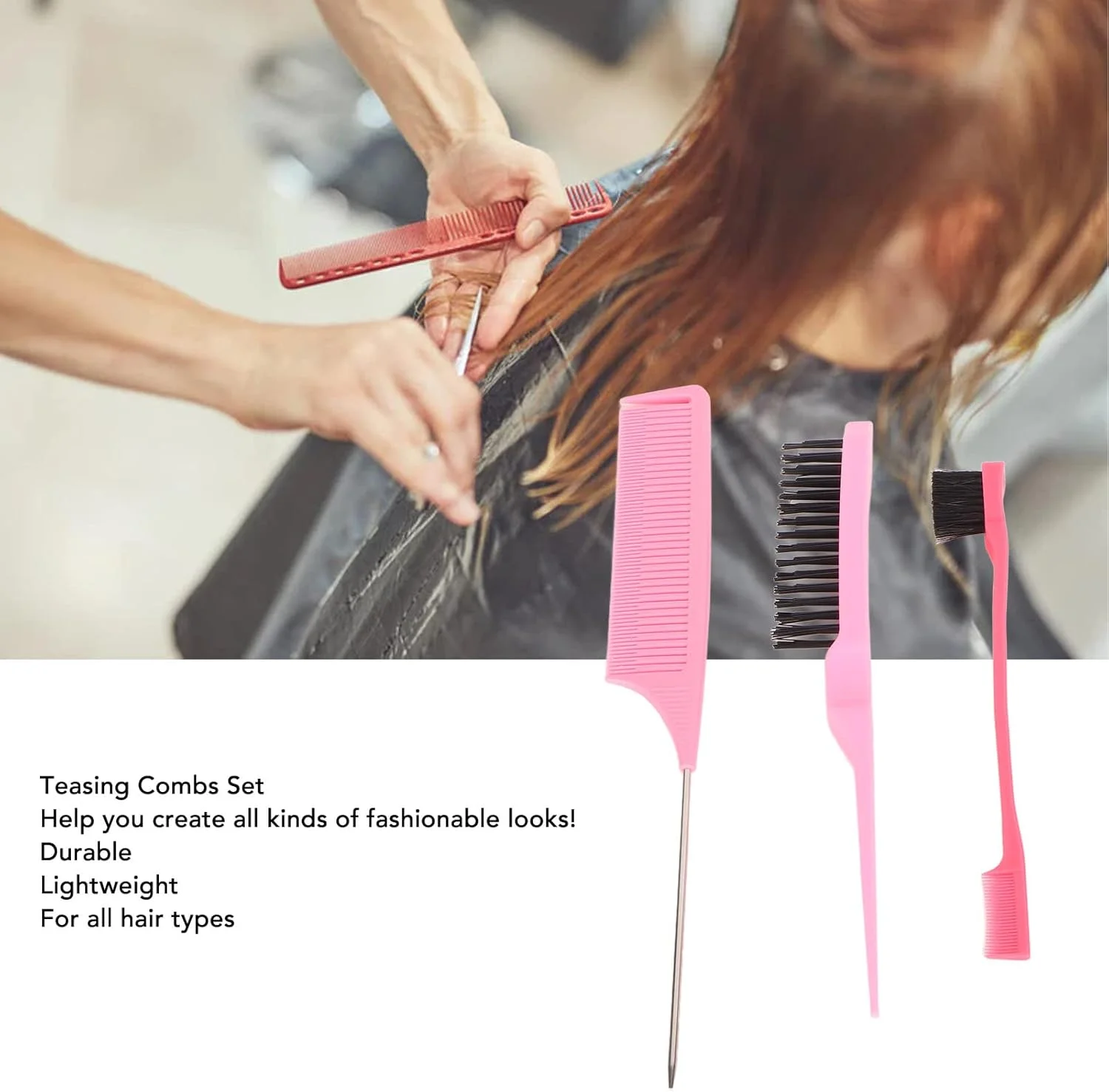 ست شانه دم موشی، شانه‌های جداکننده مو، شانه دندانه ریز برای زنان و دختران