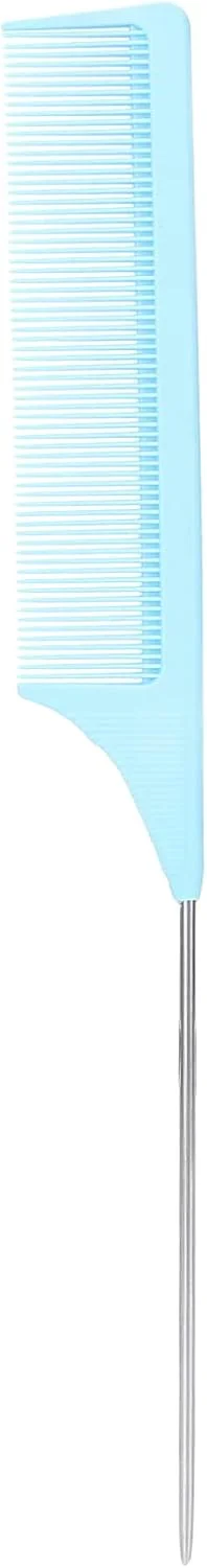 شانه پوش دهنده حرفه ای ریشه مو، شانه دم باریک فلزی برای زنان و مردان، شانه دم موشی برای پوش دادن ریشه مو برای انواع موهای نازک، ظریف و معمولی (آبی)