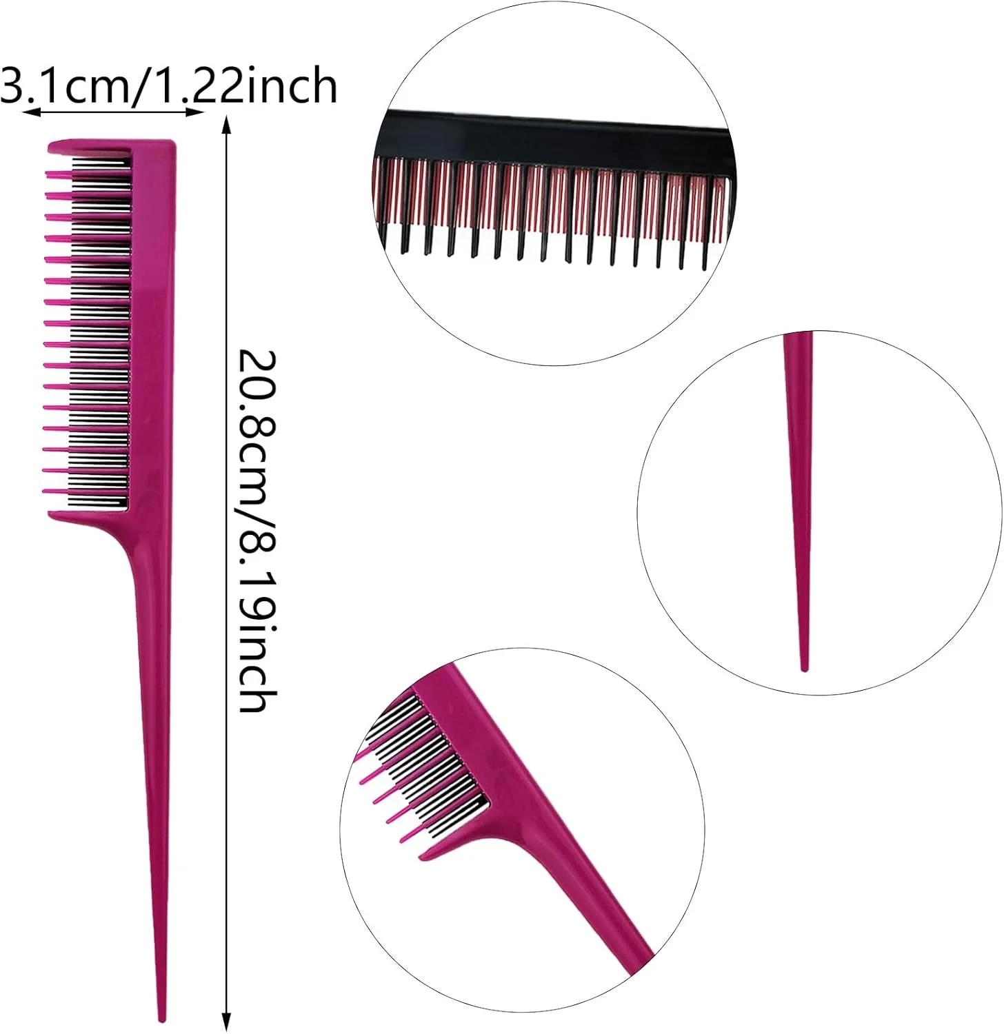 شانه رنگ و هایلایت Qusmeiyici، 4 عددی، برس پوش دهی مو، شانه دم موشی برای آرایشگری و حالت دادن به مو