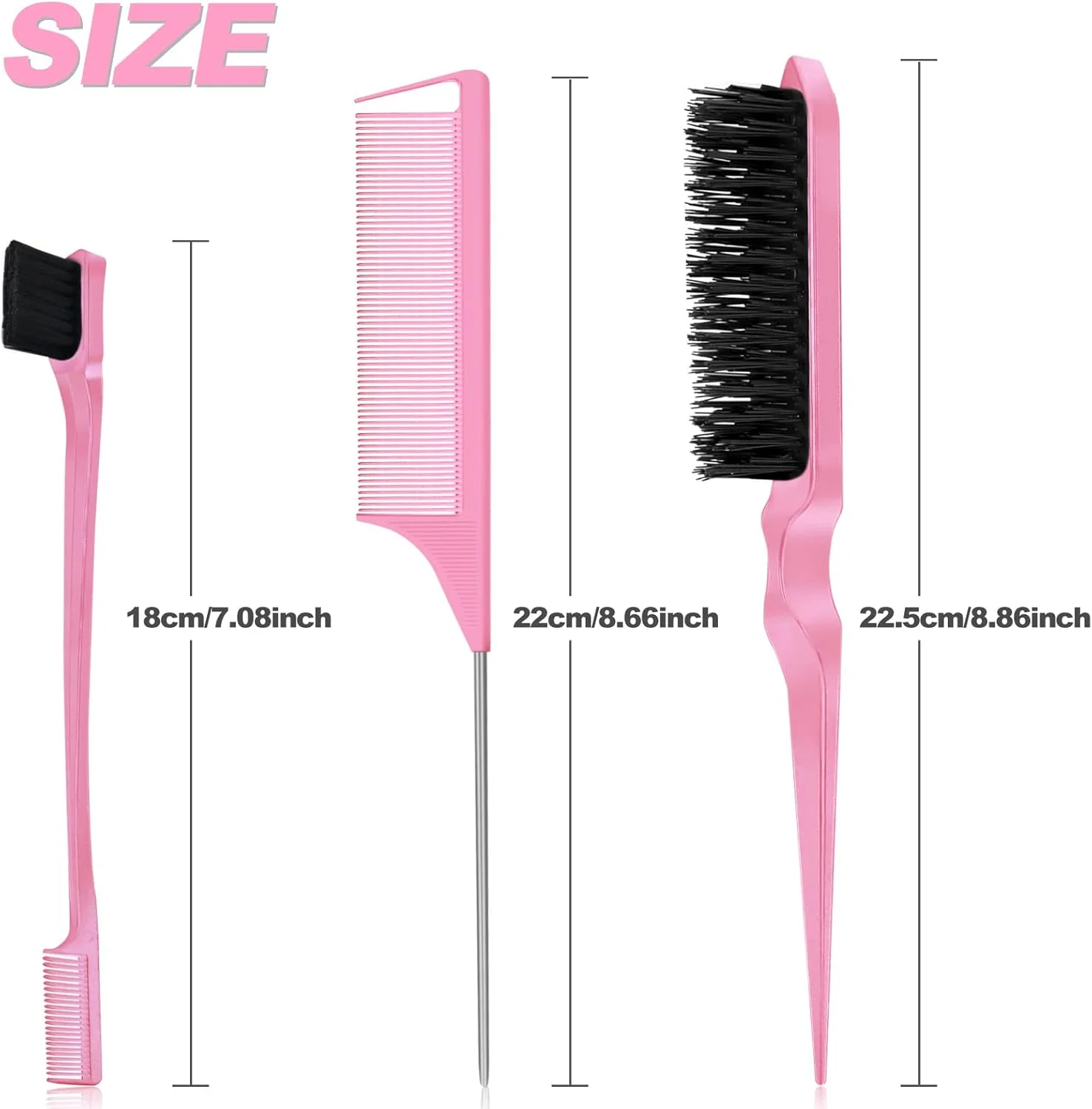 ست شانه مو کوفیری 3 تکه، شامل برس مو، شانه دم باریک نوک تیز، شانه دو طرفه، مناسب برای سالن ها، زنان، مردان و کودکان