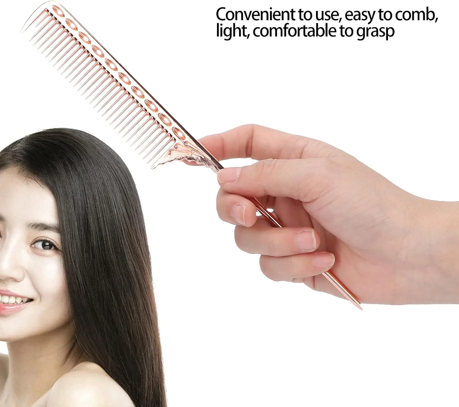 شانه دم موشی حرفه ای، شانه فرق باز کن، شانه حالت دهی آرایشگاهی، شانه فلزی آلومینیومی آرایشگری (رزگلد)