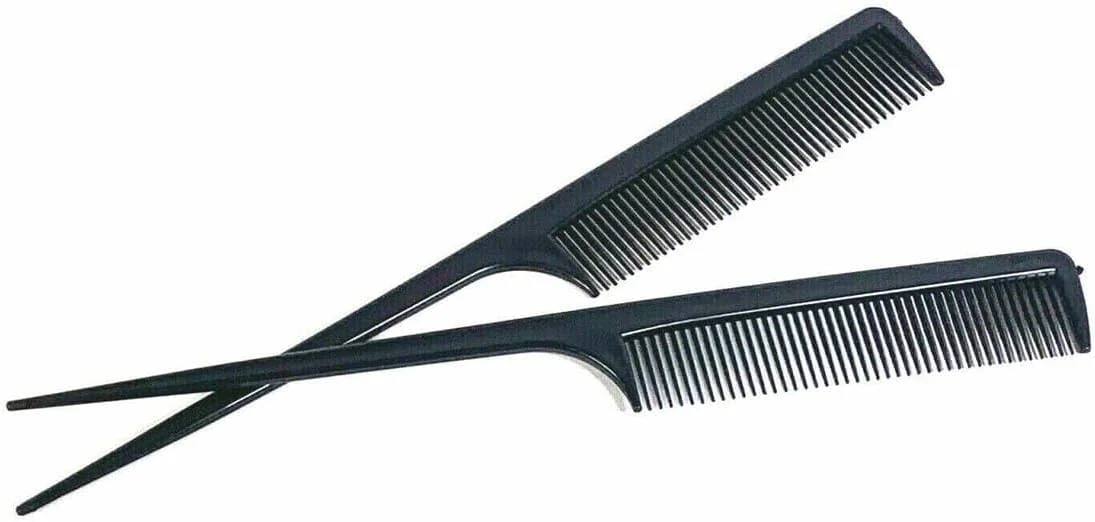 شانه دم موشی حرفه ای، طول 22.4 سانتی متر، شانه حالت دهنده مو با دندانه های ظریف مشکی