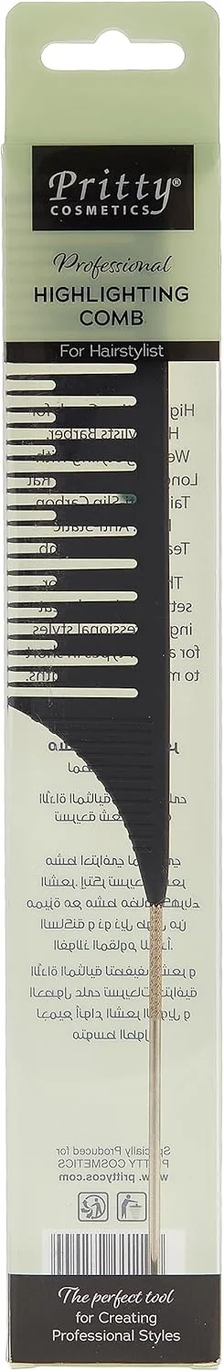 شانه حرفه ای هایلایت مو Pritty | فیبر کربن ضد لغزش و دم موشی استیل ضد زنگ | شانه پوش دهنده ضد الکتریسیته ساکن برای تقسیم، حالت دادن و رنگ کردن مو | ابزار مناسب سالن