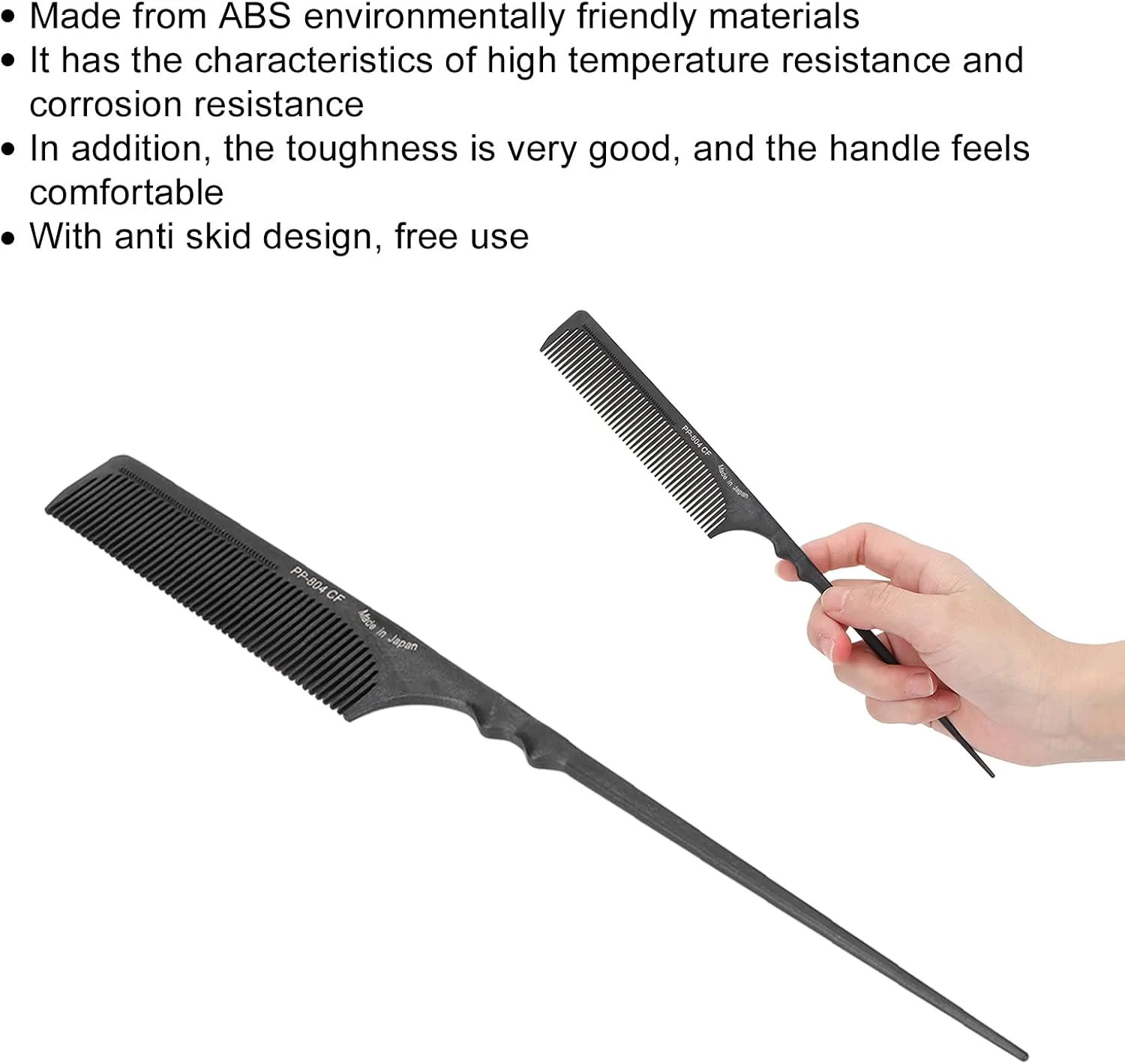 شانه دم موشی پینسوفی، شانه موی مقاوم در برابر حرارت بالا، با دوام و با دسته راحت، مناسب برای انواع مو، مشکی