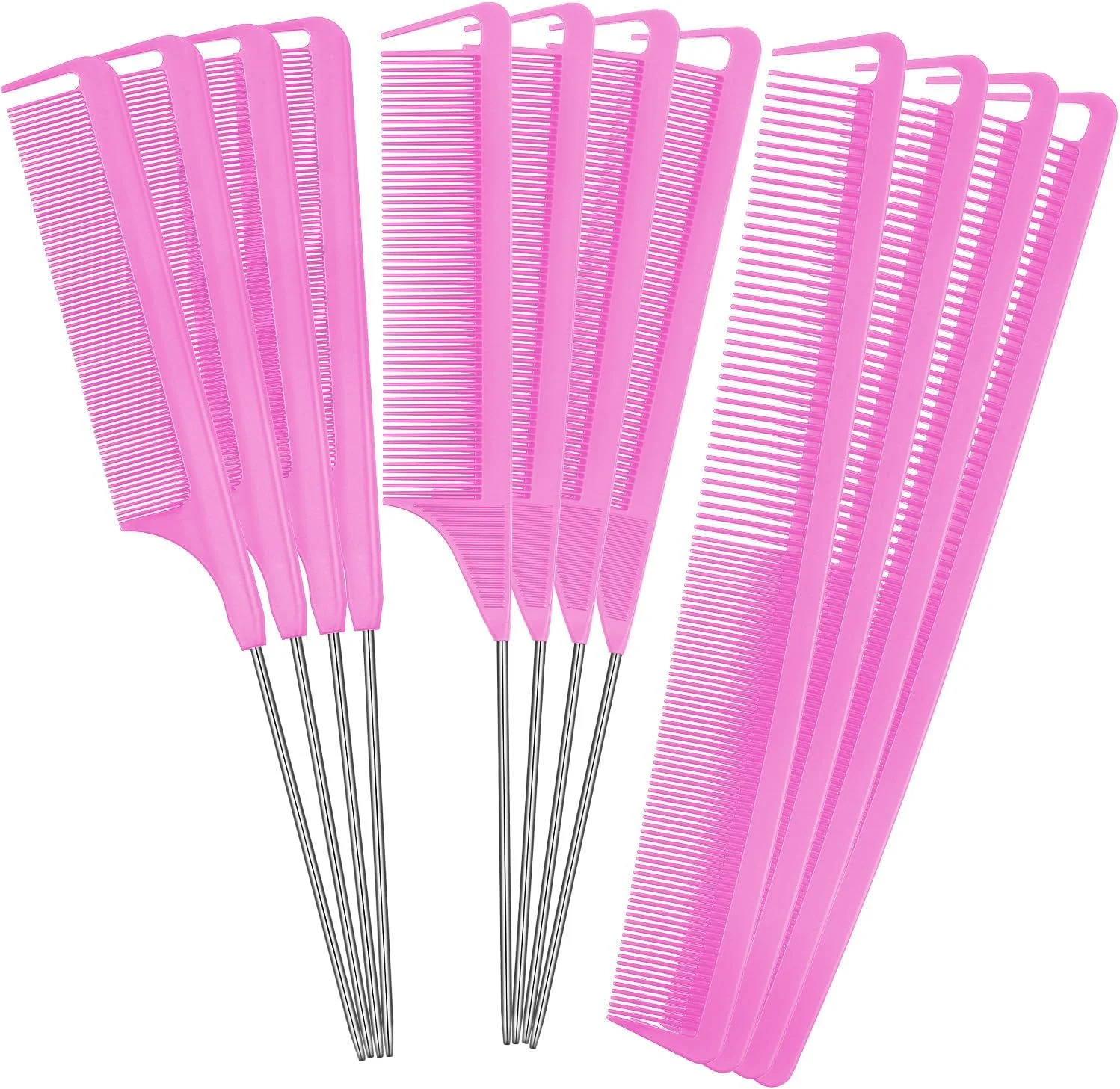 شانه تقسیم مو Patelai، 12 عدد شانه دم موشی برای بافت مو، شانه دندانه ریز مقاوم در برابر حرارت با سنجاق استیل (صورتی) شانه تقسیم مو Patelai، 12 عدد شانه دم موشی برای بافت مو، شانه دندانه ریز مقاوم در برابر حرارت با سنجاق استیل (صورتی)