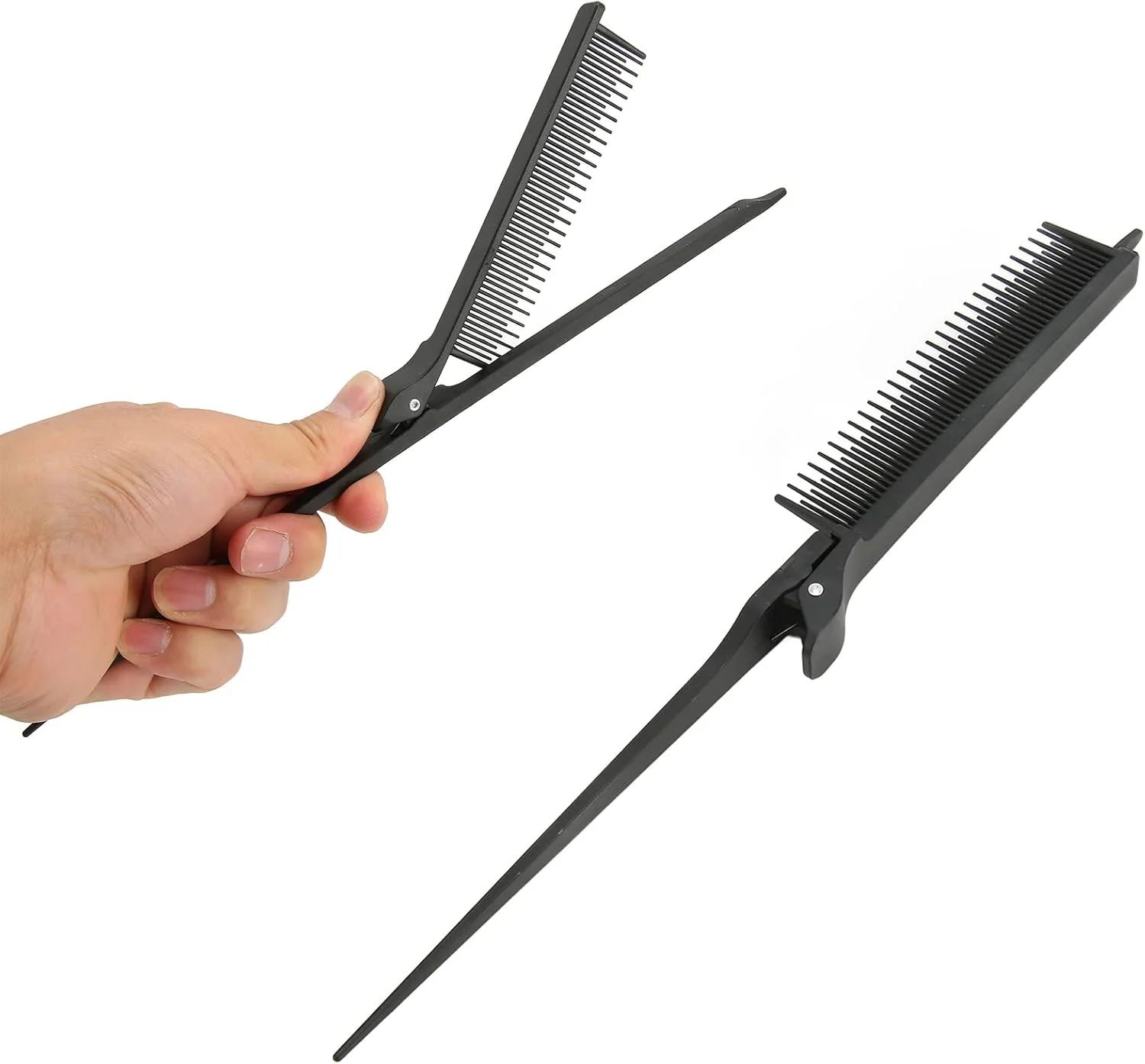 شانه دم موشی جداکننده مو، شانه گیره ای پوش دهنده مو، شانه حرفه ای مشکی پلاستیکی مناسب برای هایلایت کردن مو، ابزار حالت دهی مو برای گیره زدن، هایلایت و حالت دادن به مو