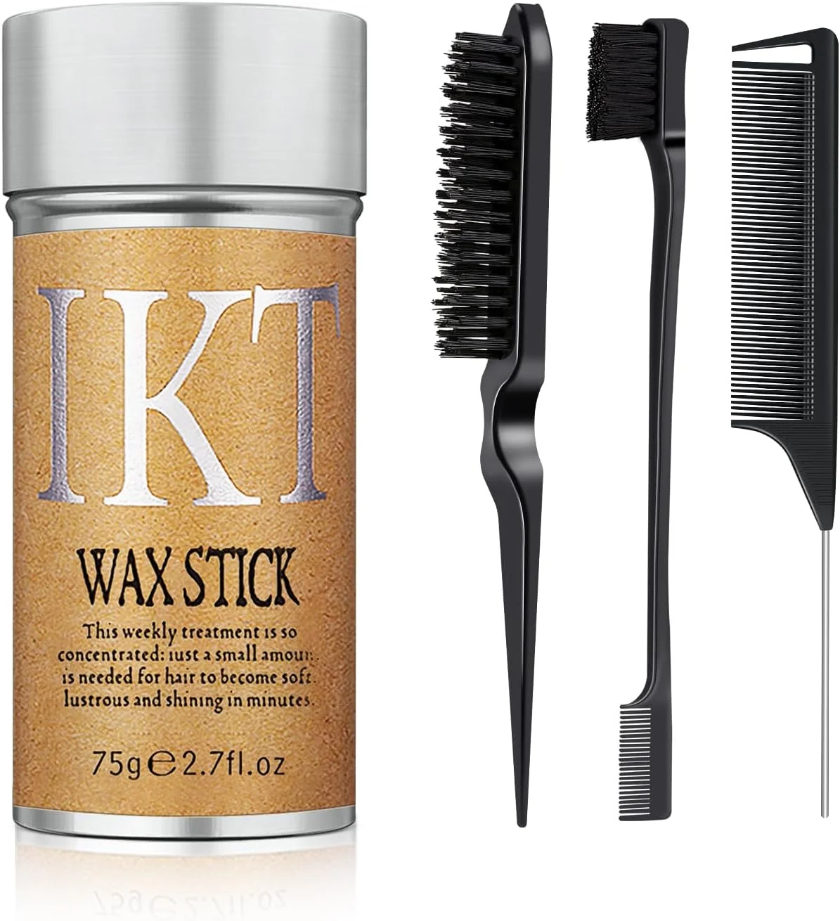 استیک واکس مو PasaRose، ست حالت دهنده مو برای پف و کلاه گیس - 4 شانه: برس لبه، دم موشی برای جدا کردن، برس موی شل، پرداخت غیر چرب برای حالت دادن