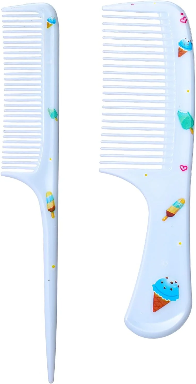 بسته 2 عددی برس مو، شانه موی کودک، شانه دم موشی، شانه دندانه ریز، شانه آرایشگری، شانه دندانه ای حالت دهنده آنتی استاتیک بادوام و قوی، مردانه و زنانه، شانه حالت دهنده آرایشگری، بدون دسته و دندانه درشت