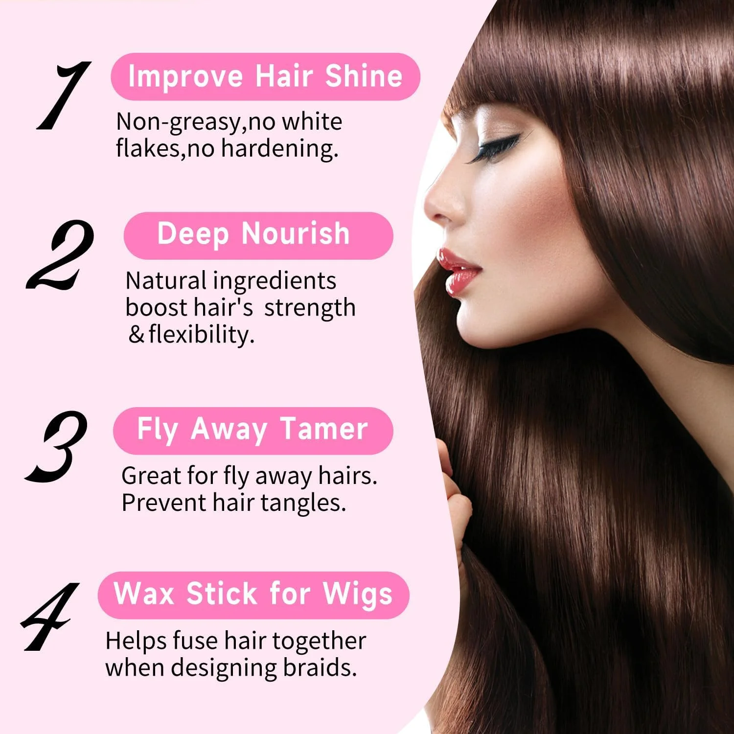 استیک واکس مو PasaRose، ست حالت دهنده مو برای پف و کلاه گیس - 4 شانه: برس لبه، دم موشی برای جدا کردن، برس موی شل، پرداخت غیر چرب برای حالت دادن