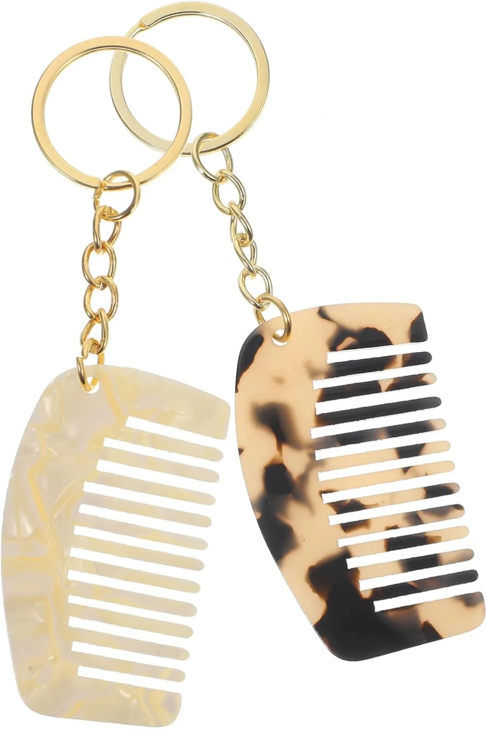 آویز کلید شانه ای OUNONA، 2 عدد، شانه جیبی دندانه پهن برای انواع مو، لوازم جانبی مسافرتی مناسب با رنگ تصادفی حلقه کلید، جمع و جور برای کلیدهای کیف پول