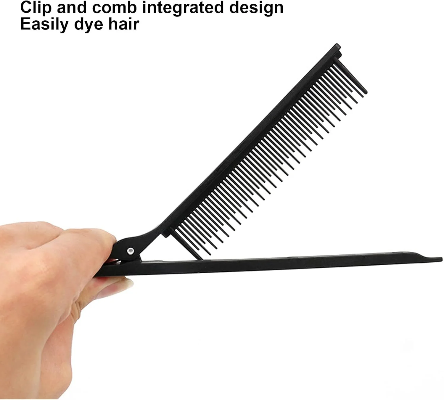 شانه دم موشی جداکننده مو، شانه گیره ای پوش دهنده مو، شانه حرفه ای مشکی پلاستیکی مناسب برای هایلایت کردن مو، ابزار حالت دهی مو برای گیره زدن، هایلایت و حالت دادن به مو