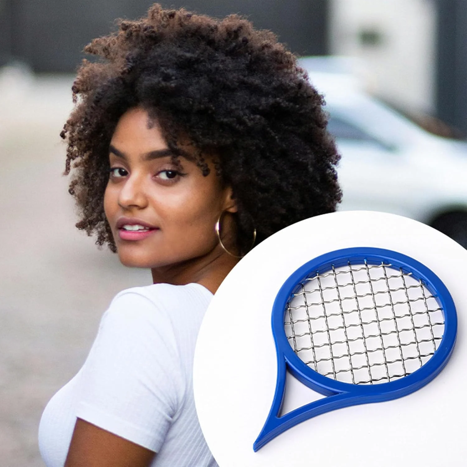 بسته 2 عددی شانه پیچشی، ابزار پیچش مو به سبک راکت تنیس، جایگزین اسفنج مو برای مردان سیاه پوست، فر و اسفنج برای مو، ابزار قرقره برای سالن خانگی