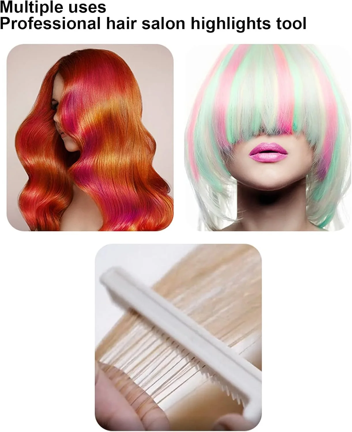 شانه دم موشی جداکننده مو، شانه گیره ای پوش دهنده مو، شانه حرفه ای مشکی پلاستیکی مناسب برای هایلایت کردن مو، ابزار حالت دهی مو برای گیره زدن، هایلایت و حالت دادن به مو