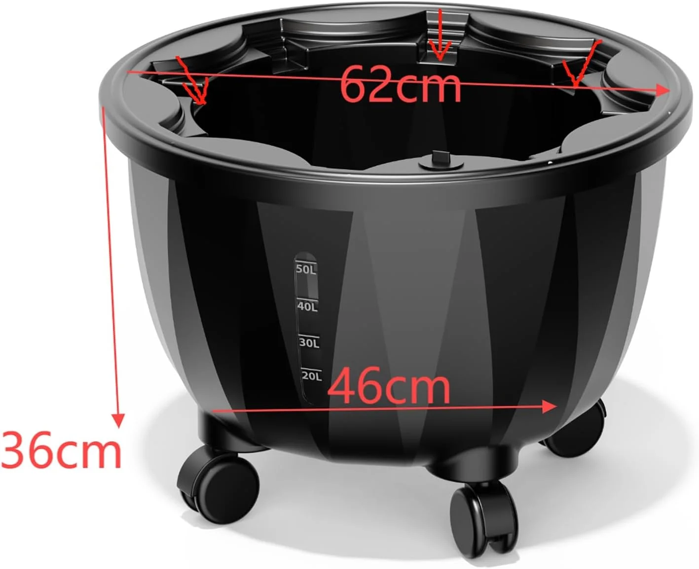 مخزن آب چرخ دار، مخزن آب برج هیدروپونیک عمودی، برای برج هیدروپونیک عمودی 48/64/80/96 گلدانی 65 لیتر / 17 گالن