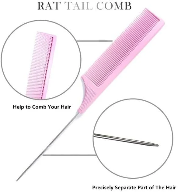 مجموعه شانه حالت دهنده مو 3 تکه Oasisgalore: پوش دهنده، دم موشی، مرتب کننده لبه مو و برس مو - به راحتی به مدل موهای بی نقص برسید (صورتی، پلاستیک فلز نایلون)