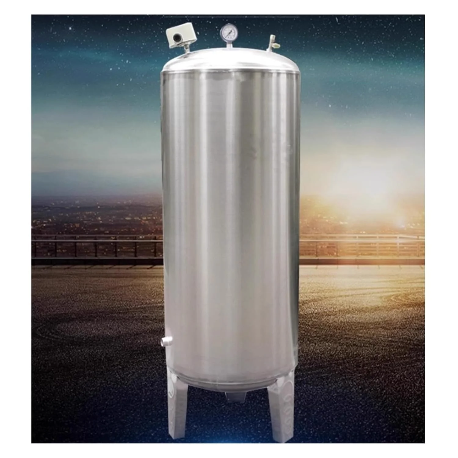 مخزن آب تحت فشار عمودی 60، 100، 160، 200 لیتری برای مصارف مسکونی، کاروان، آبگرمکن، مخزن تحت فشار استیل ضد زنگ، بشکه تحت فشار (60 لیتر/16 گالن - 40x65 سانتی متر)