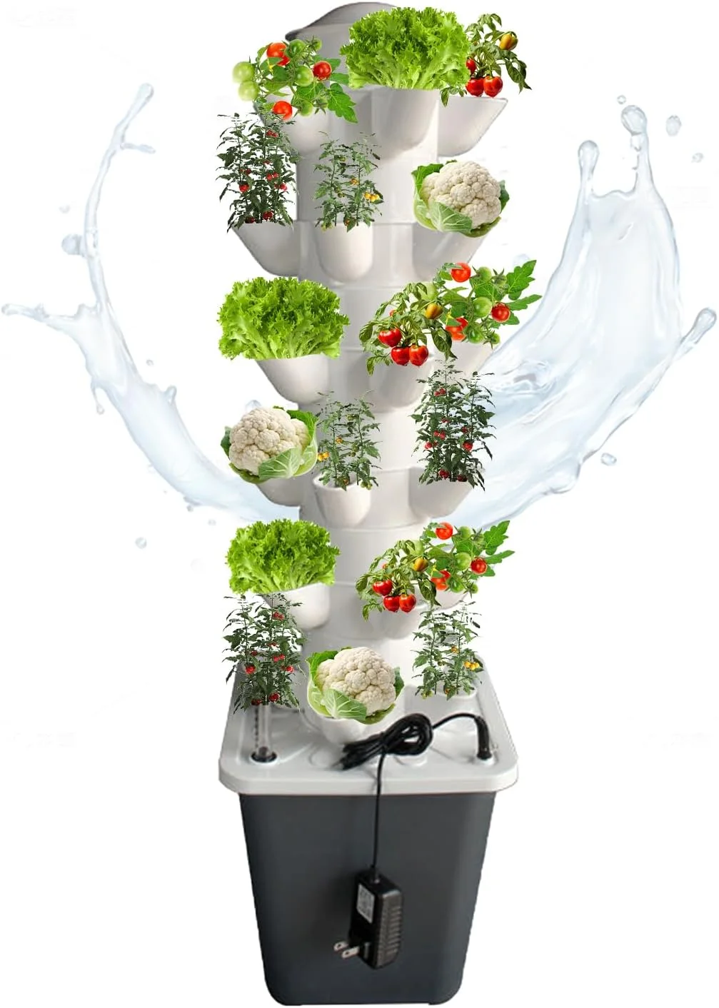 سیستم کشت هیدروپونیک YUZINO، باغ برج هیدروپونیک آیروپونیک عمودی 6 لایه 30 قسمتی برای گیاهان دارویی، میوه ها و سبزیجات داخلی با مخزن آب 10 لیتری