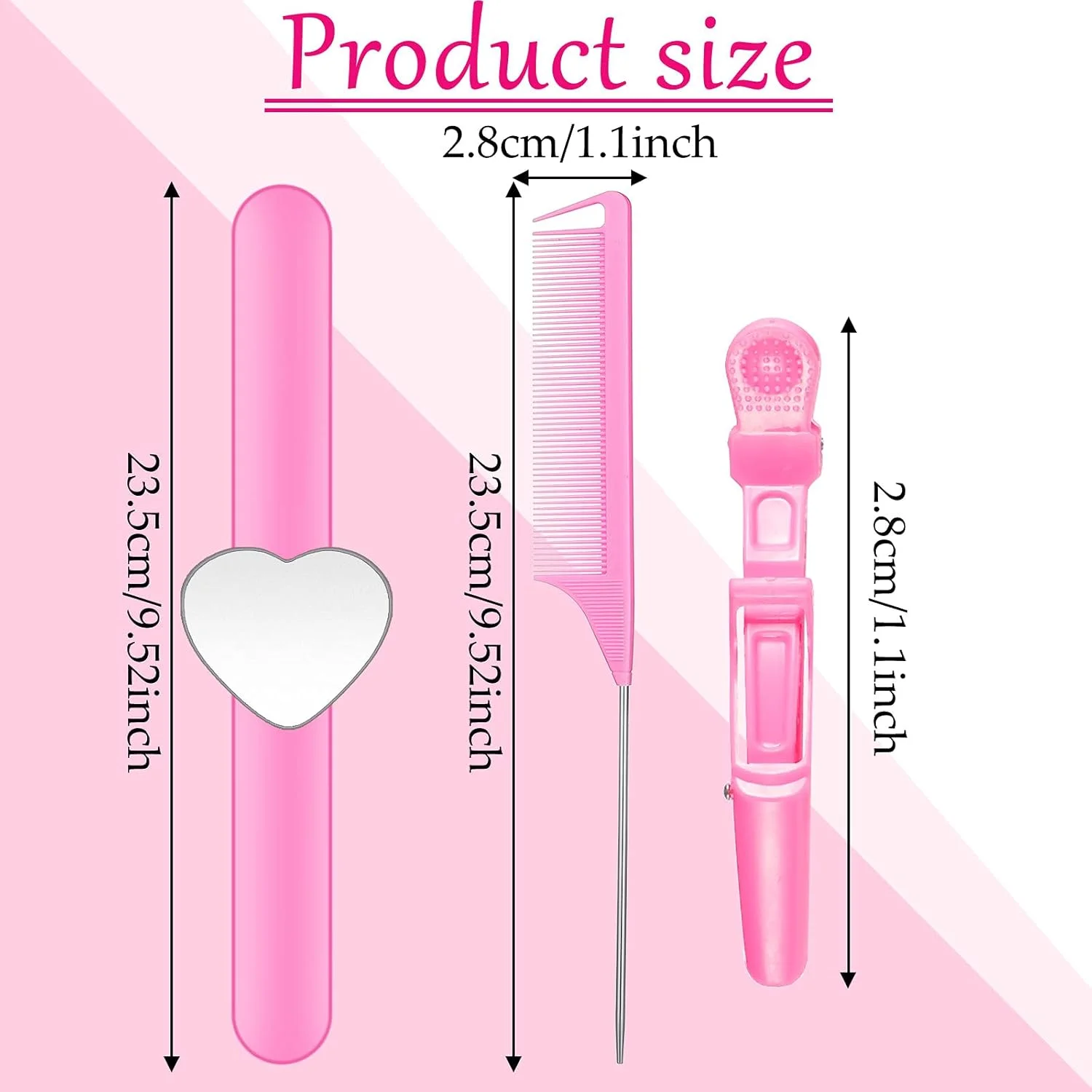 نونن ست 14 عددی مچ بند مغناطیسی سوزن ته گرد خیاطی، شانه دم باریک استیل، شانه با دندانه های پهن و گیره موی سوسماری برای بافت مو و خیاطی