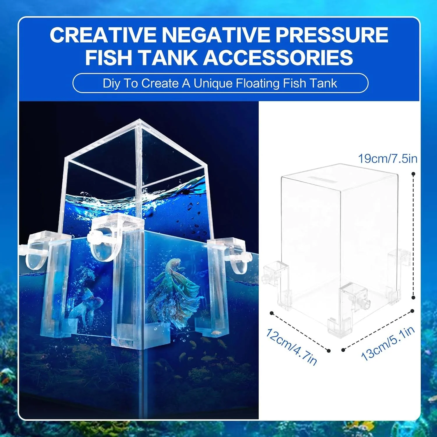 لوازم جانبی آکواریوم ماهی با فشار منفی خلاقانه SUSOO با براکت های جهانی - کیت آسانسور ماهی آکریلیک قابل ارتقا و پر کردن خودکار آب، دکوراسیون آکواریوم دیواری برای آکواریوم های با ضخامت 2 تا 18 میلی متر
