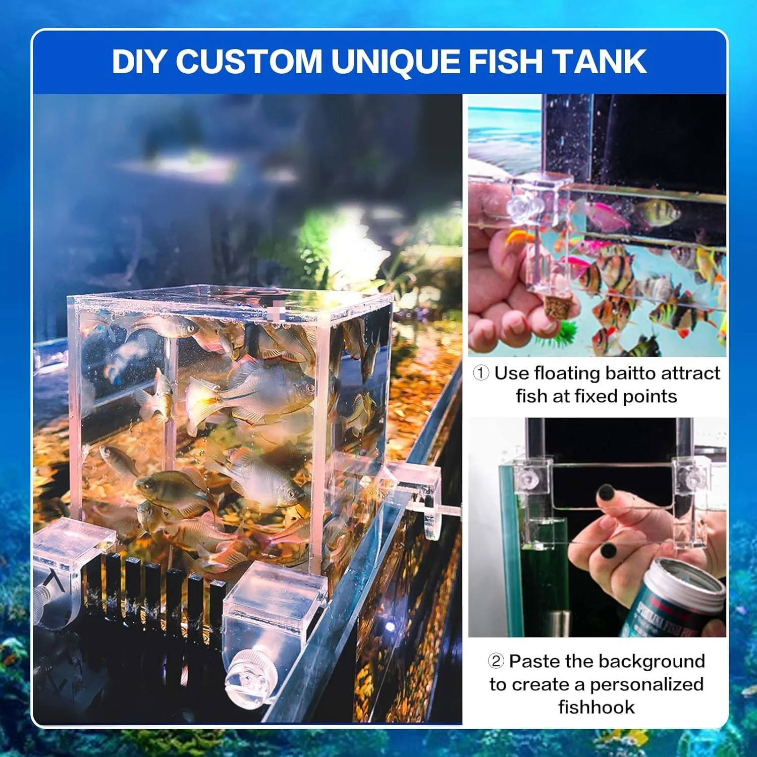 لوازم جانبی آکواریوم ماهی با فشار منفی خلاقانه SUSOO با براکت های جهانی - کیت آسانسور ماهی آکریلیک قابل ارتقا و پر کردن خودکار آب، دکوراسیون آکواریوم دیواری برای آکواریوم های با ضخامت 2 تا 18 میلی متر