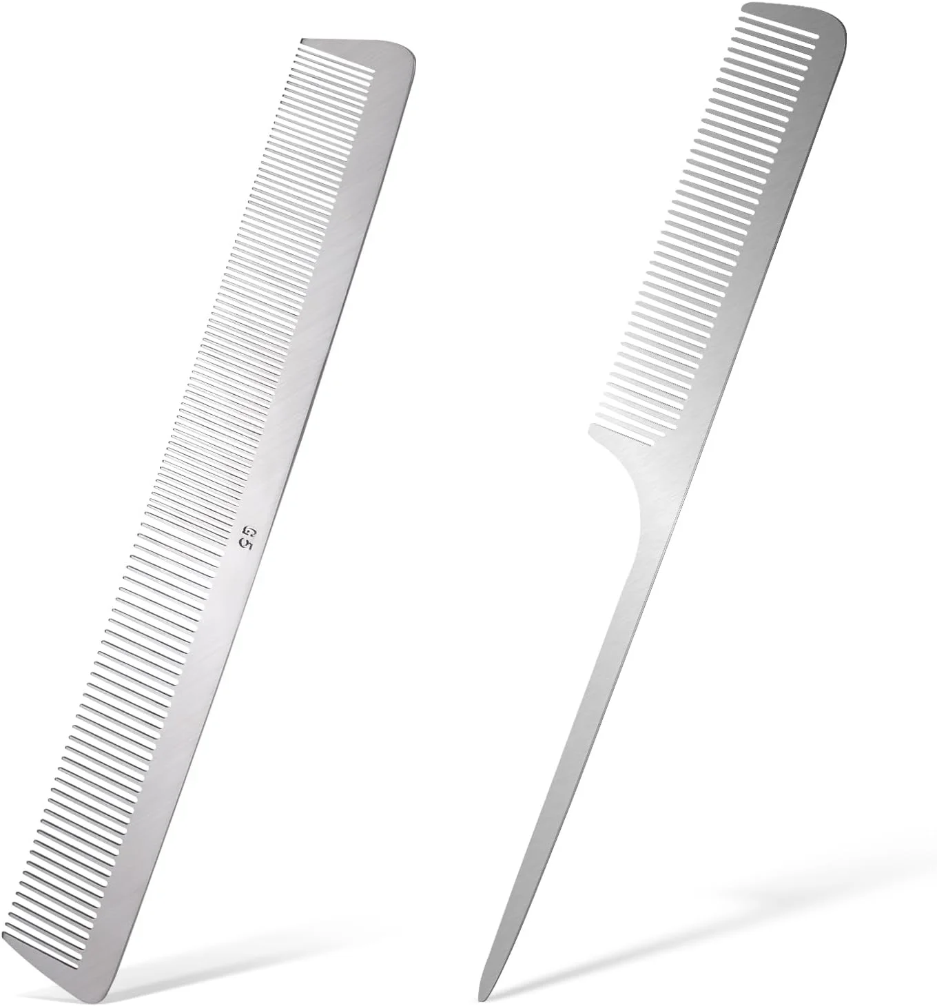 مجموعه 2 عددی شانه مو استیل Mozeat، شانه دم موشی فلزی، شانه آرایشگاهی تخت، شانه پوش دهنده مو، شانه حالت دهنده و برش مو